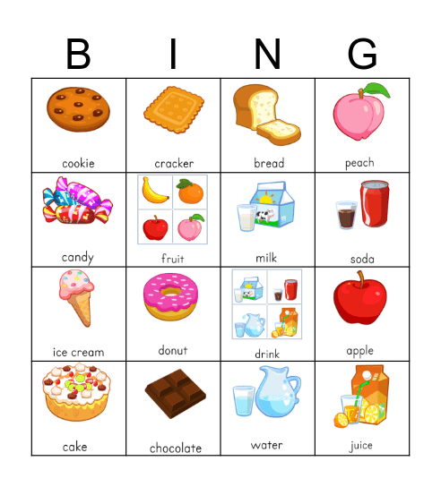 Food and drink  Bingo Card
