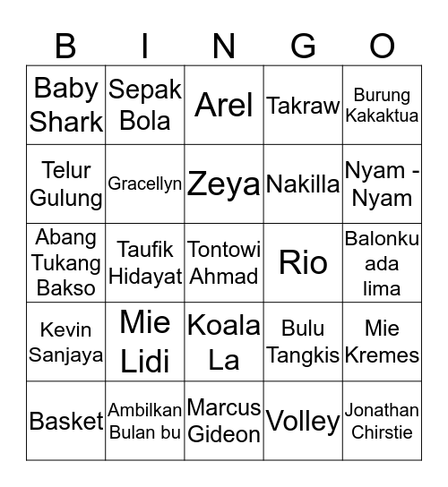 BINGO KOKO MEO Bingo Card