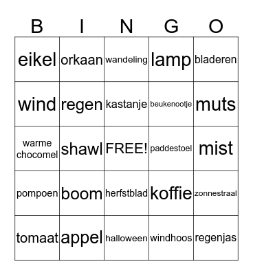 herfstbingo Card