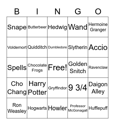 Harry Potter  Bingo Card