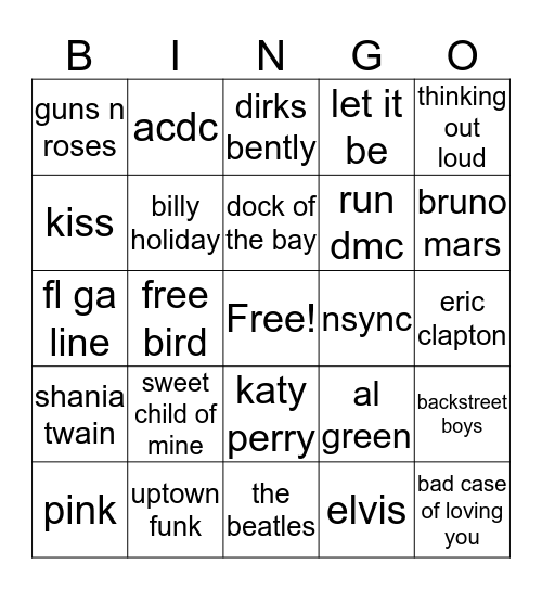 Top 40 Tunes  Bingo Card