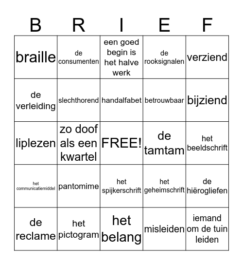 communicatie week 1 en 2 Bingo Card