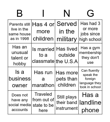 Find Someone Who... Bingo Card