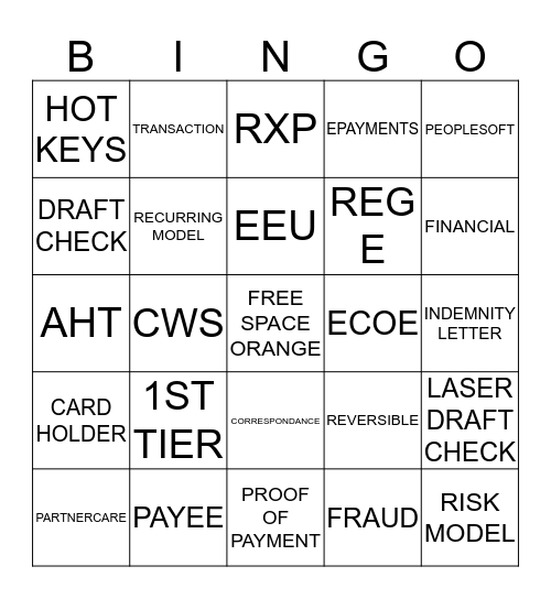 FISERV BINGO  Bingo Card