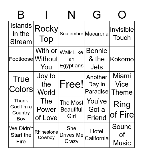 Remember When? Bingo Card