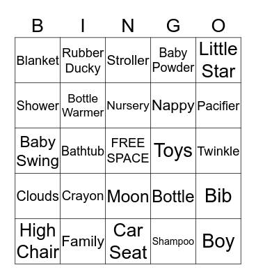 BABY SHOWER Bingo Card