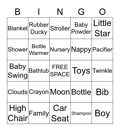 BABY SHOWER Bingo Card