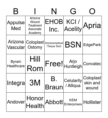 WOCN RMR Conference 2018 Bingo Card