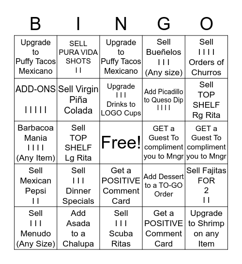 Las Palapas Bingo Card