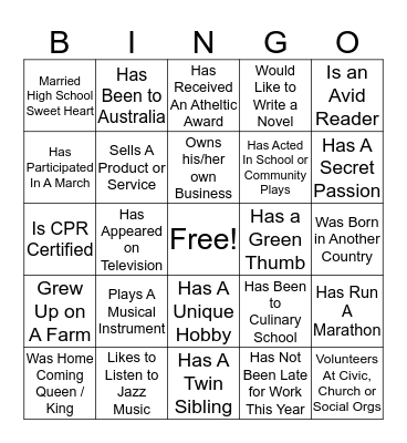 Know Your Neighbor Bingo Card