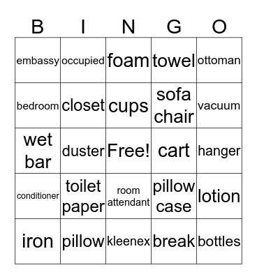 HOUSEKEEPING BINGO Card