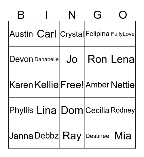 Saff Bingo Challenge Bingo Card