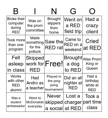 RED BINGO Card