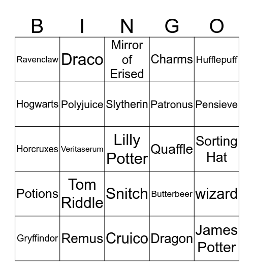 Fantastic Spells and Where to Find Them game one  Bingo Card