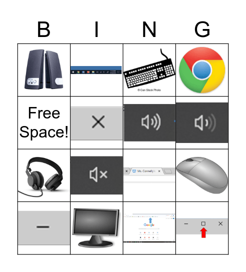 Kinder Computers Bingo Card
