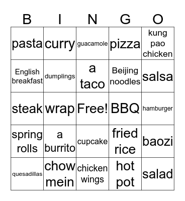 Food Bingo! Bingo Card