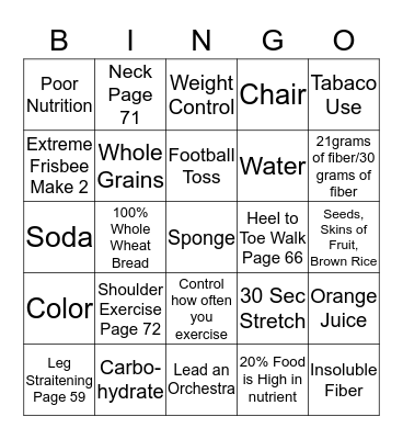 FIBER BINGO Card