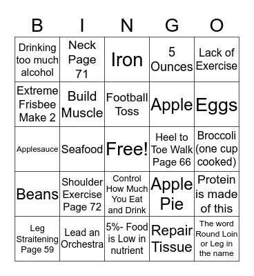 PROTEIN BINGO Card