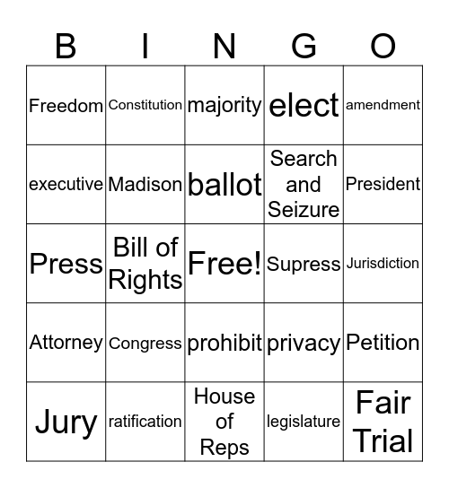 Constitution Bingo Card