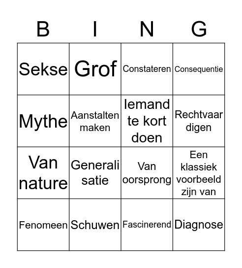 Woordenschat Bingo Card