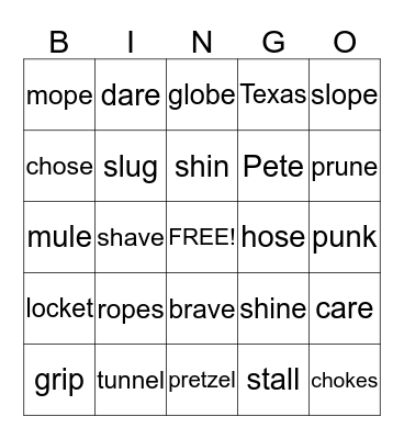 WILSON Bingo Card