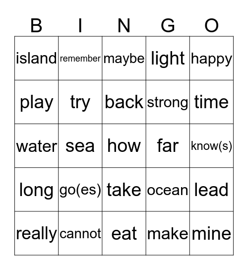 How Far I'll Go Bingo Card