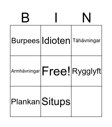 Olof Bingo Card