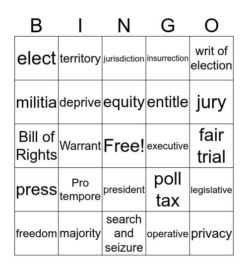 Constitution Bingo Card