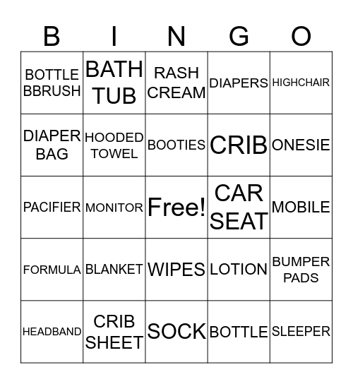 BABY BINGO Card