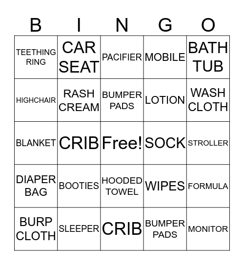 BABY BINGO Card