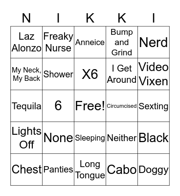 Nikki's Fabulous Bingo Card