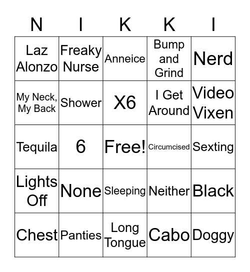 Nikki's Fabulous Bingo Card