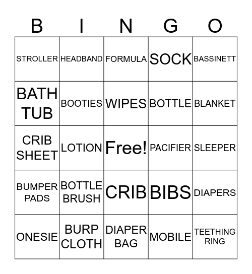 BABY BINGO Card