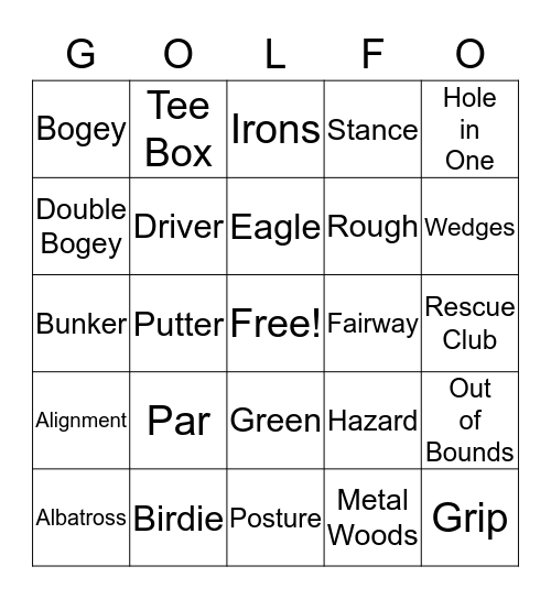 GOLF O Bingo Card