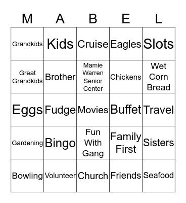 Happy 80th Birthday, Mabel! Bingo Card