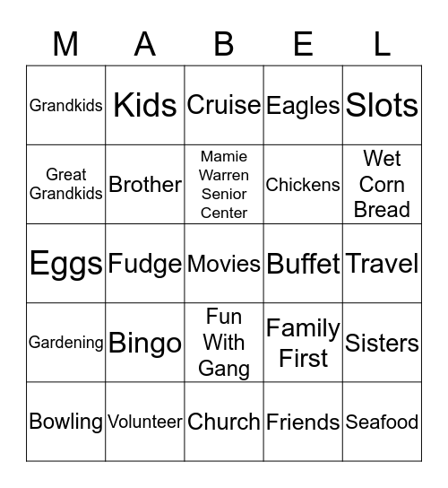 Happy 80th Birthday, Mabel! Bingo Card