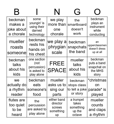 BAND BINGO Card