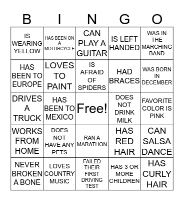 FIND SOMEONE WHO....... Bingo Card