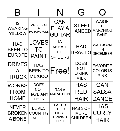 FIND SOMEONE WHO....... Bingo Card