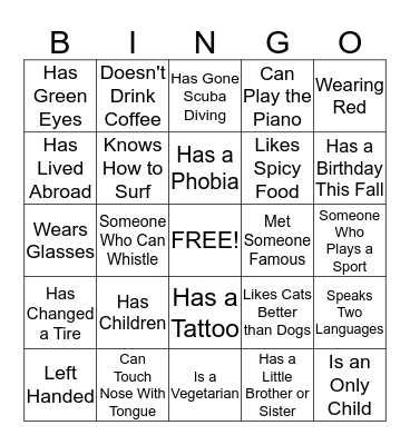 HUMAN BINGO Card
