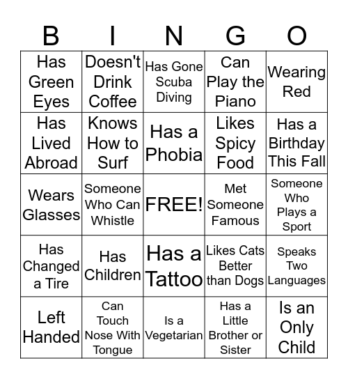 HUMAN BINGO Card