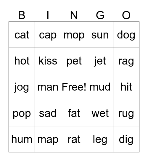 Find the Words! Bingo Card