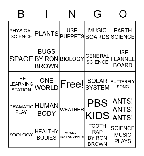 Science Songs: Teaching science through the power of music Bingo Card