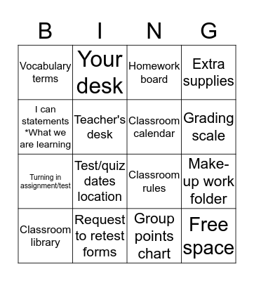 Open House Bingo Card