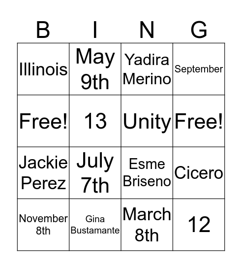 All About Me Bingo Card