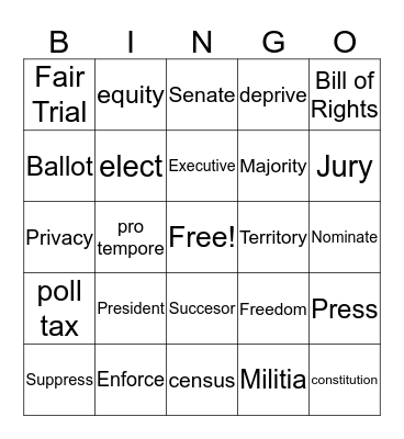 Constitutional  Bingo Card