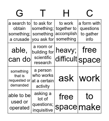 4th grade 1C Bingo Card