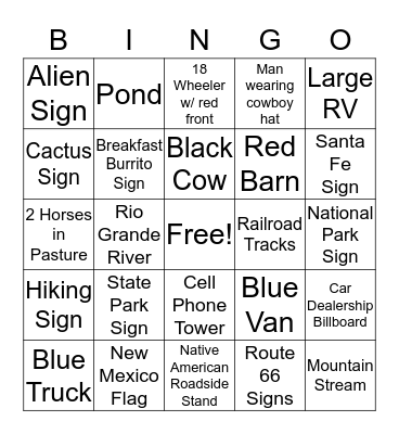 New Mexicon Bing Bingo Card