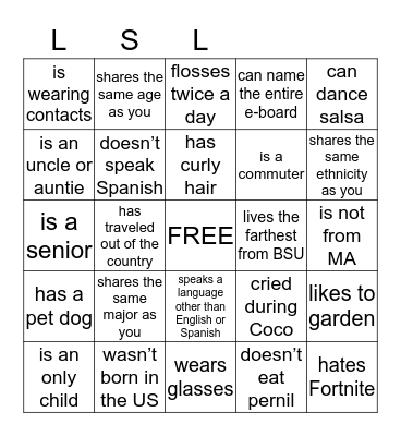 Find someone who... Bingo Card