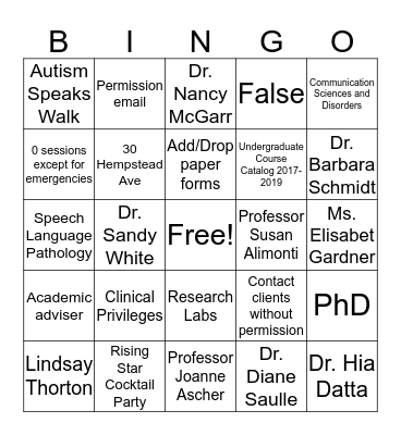 CSD Bingo Card